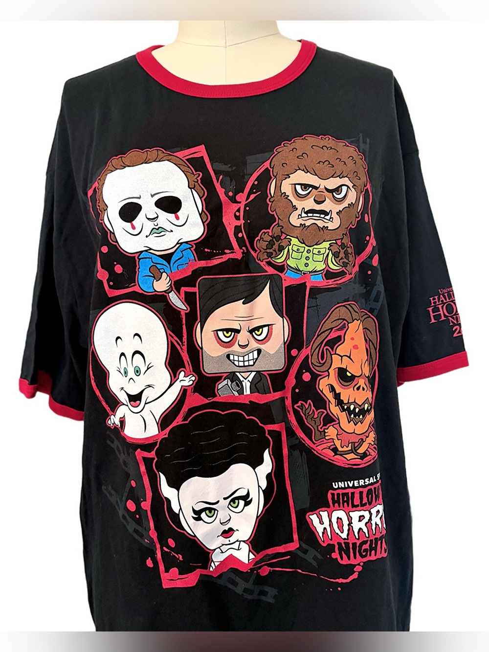 Universal Studios Black and Red Ringer Tee Halloween Horror Nights Monster XL